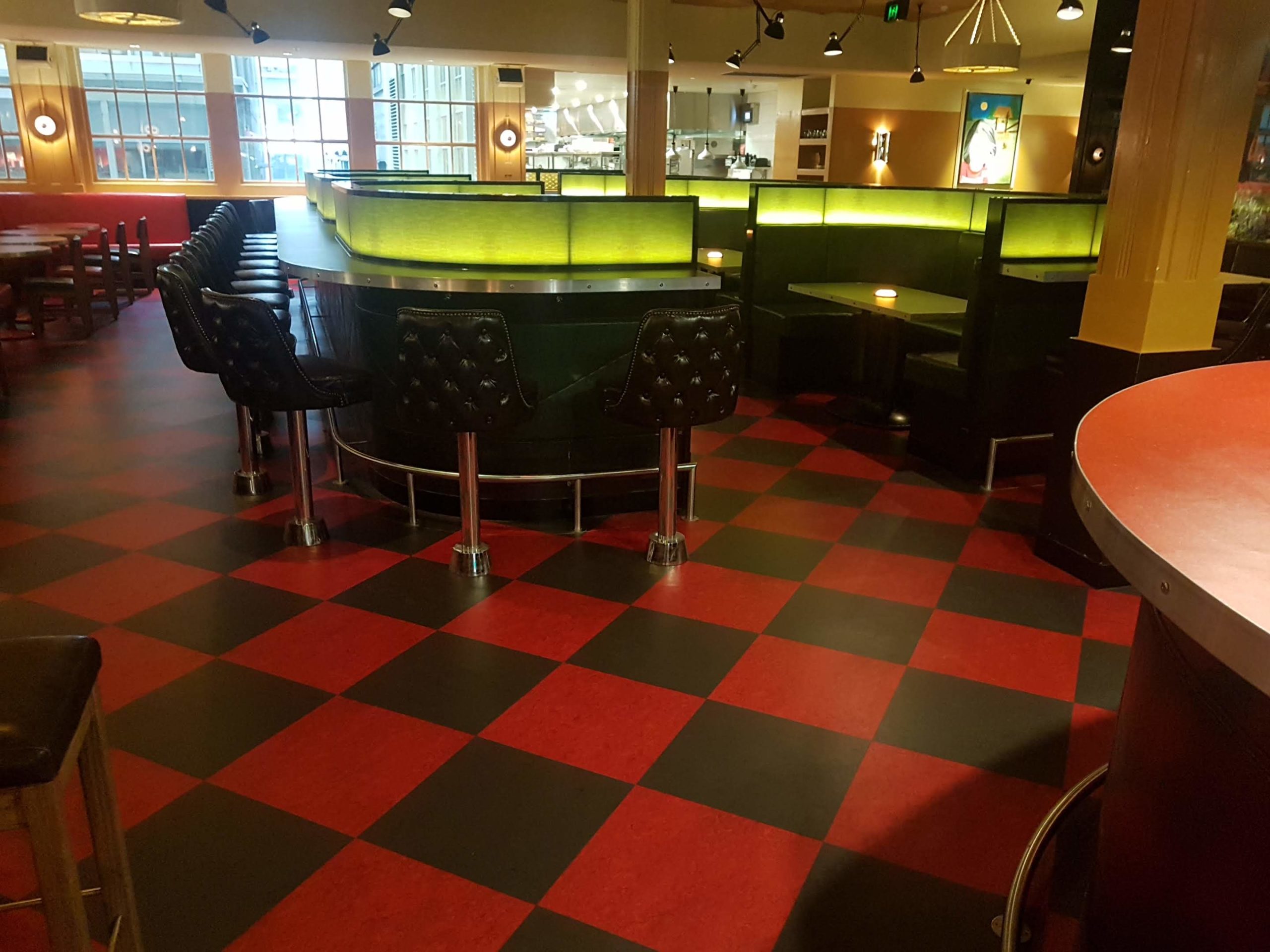 red and black floor tile