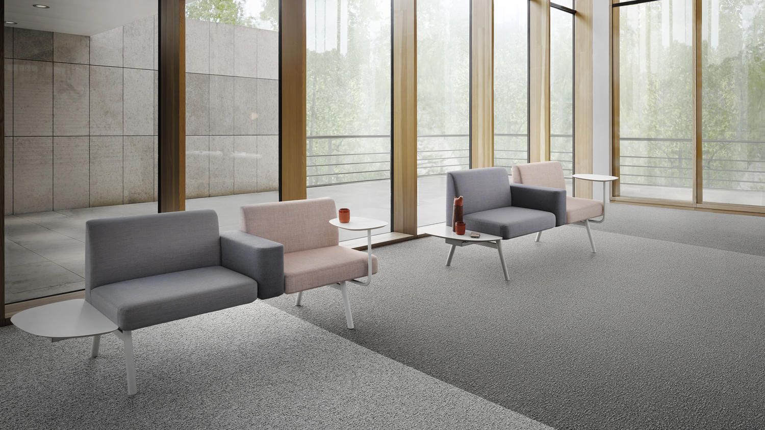 carpet floor with soft chairs